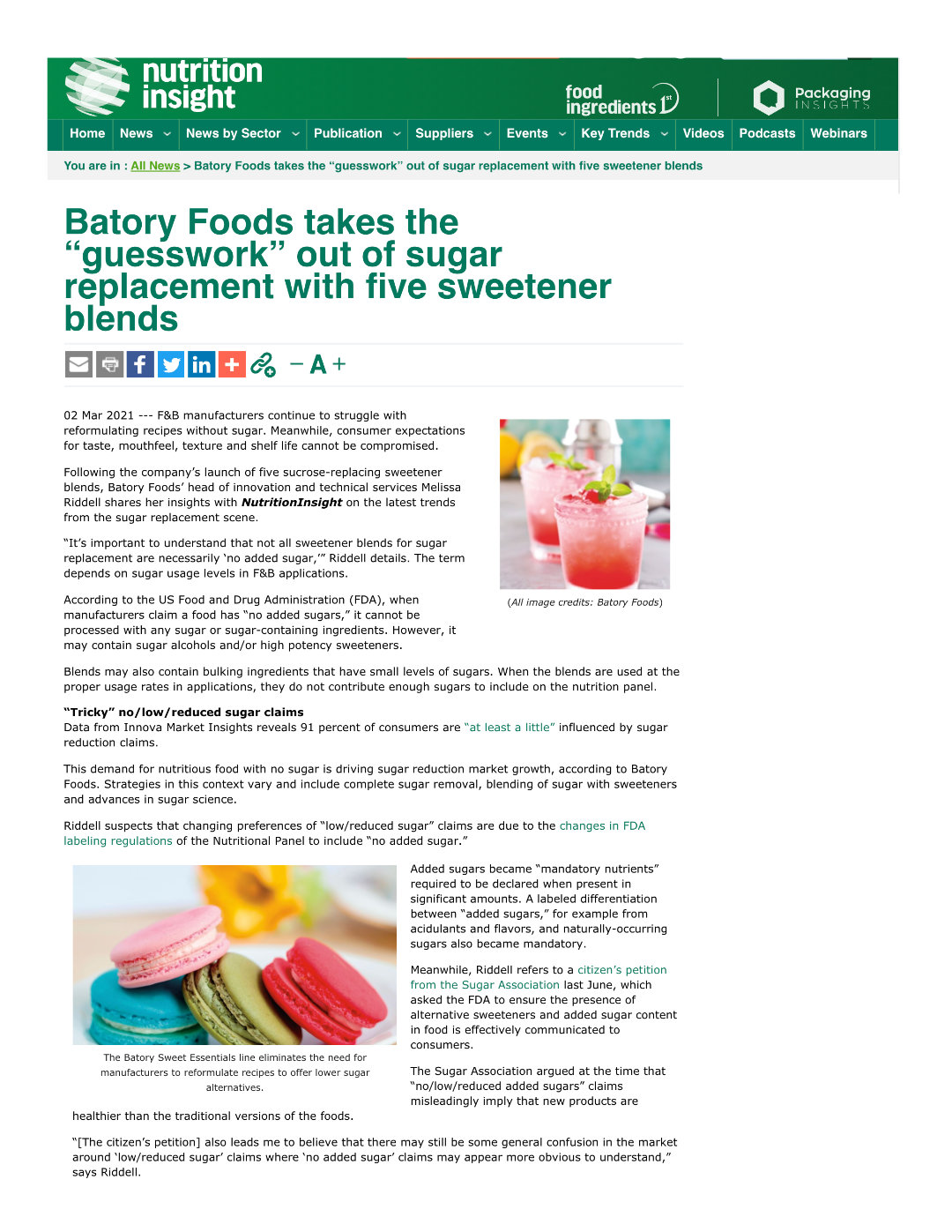 Sweetener Blends Nutrition Insight