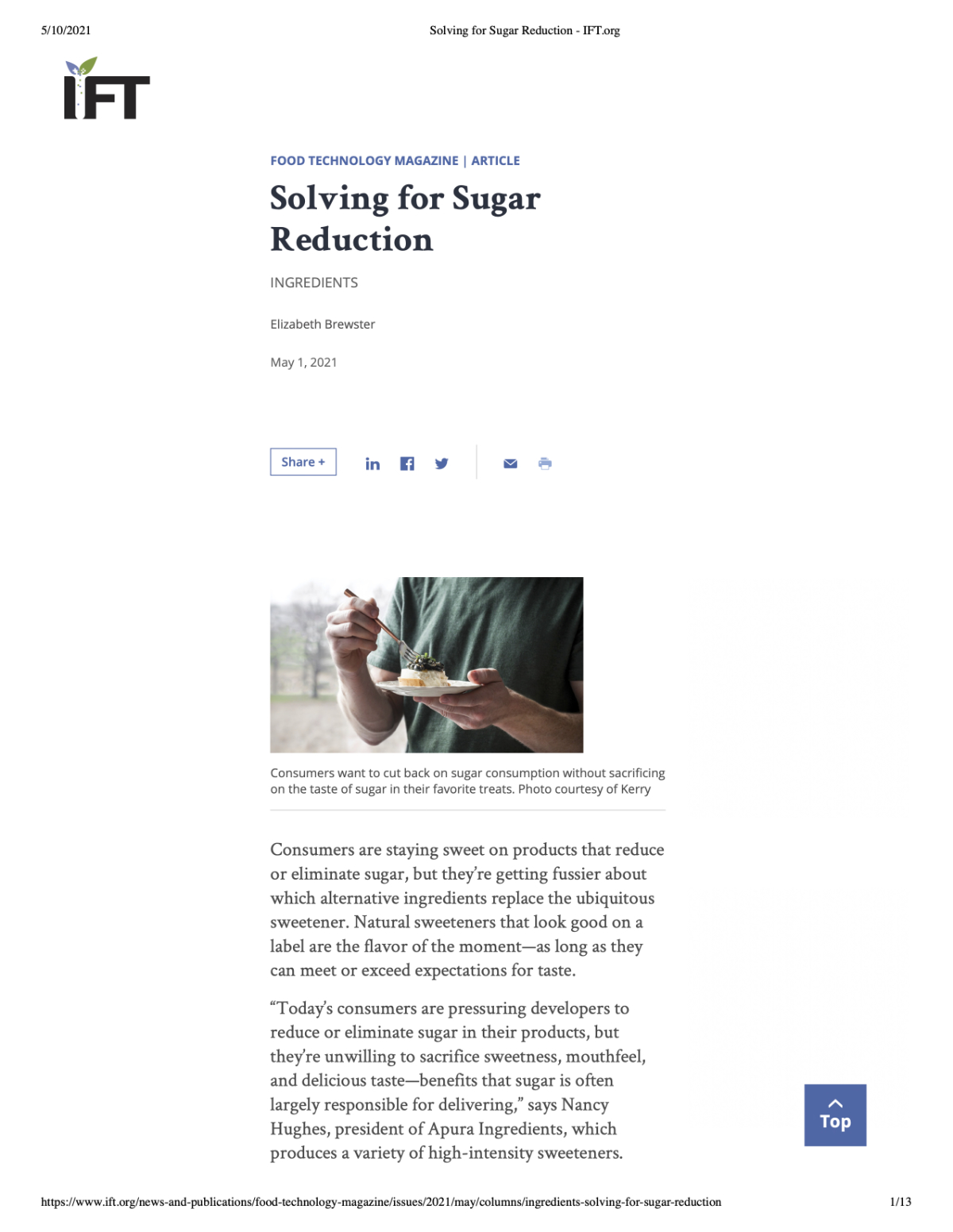 IFT - Solving for Sugar Reduction